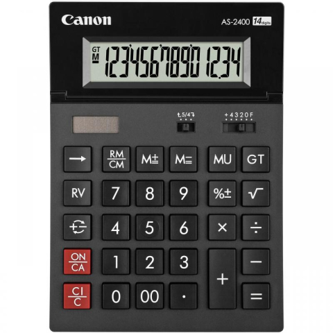 Office - Calculator birou Canon AS2400, 14 digiti, ribbon, display LCD ajustabil, functie business, tax si conversie moneda