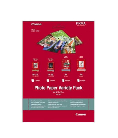 Hartie foto - Hartie foto Canon VP-101S Variety Pack, dimensiune 10x15cm, greutate 200g/m2, 20 coli, 5 High gloss, 5 semi gloss, 5 matte, 5 glossy.