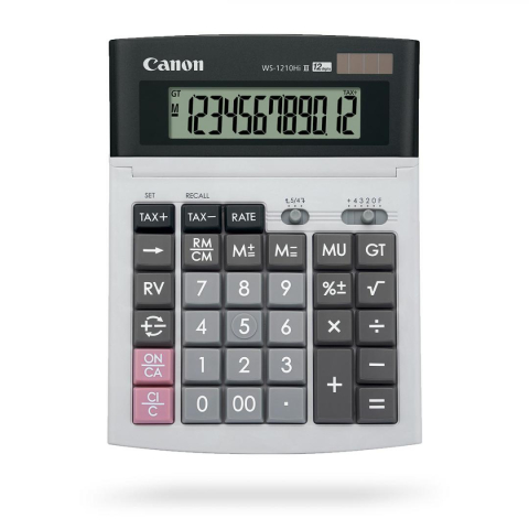 Office - Calculator birou Canon WS-1210THB, 12 digiti, display LCD, alimentare solara si baterie, tastatura "it touch".