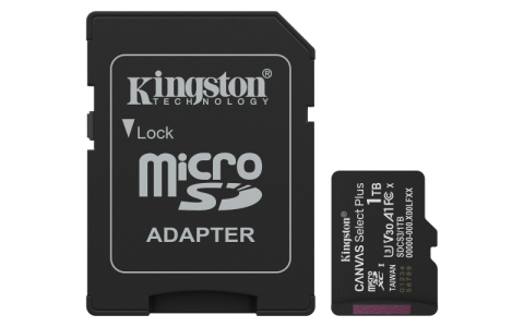Carduri memorie - Card de memorie Kingston Canvas Select Plus Gen3 Micro-SDXC, 1 TB, Clasa 10 + Adaptor