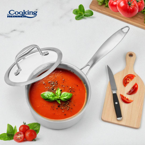 CASEROLA INOX+CAPAC STICLA 16x8.5CM,1.6L, ATOMIC3, COOKING BY HEINNER [4]