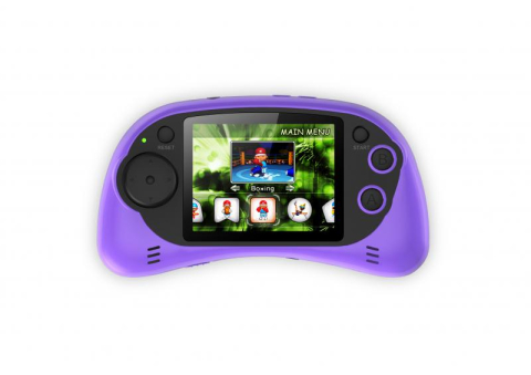 TV, Electronice & Gaming - Consola jocuri portabila Serioux, ecran 2.7", rezolutie 960x240 pixeli, 200 jocuri incluse, alimentare 3 baterii AAA sau prin miniUSB, culoare mov