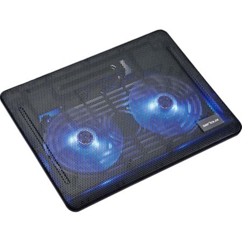 Cooling pad Serioux, SRXNCP007, Dimensiuni: 340*250*23mm, Compatibilitate maxima laptop: 15.6 inch, Dimensiune ventilator: 2 x 125 *125*15mm, Nivel zgomot: 10dB, Flux aer: 20CFM, Tensiune alimentare:  [1]