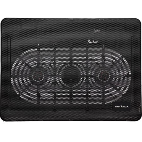 Cooling pad Serioux, SRXNCP007, Dimensiuni: 340*250*23mm, Compatibilitate maxima laptop: 15.6 inch, Dimensiune ventilator: 2 x 125 *125*15mm, Nivel zgomot: 10dB, Flux aer: 20CFM, Tensiune alimentare:  [2]