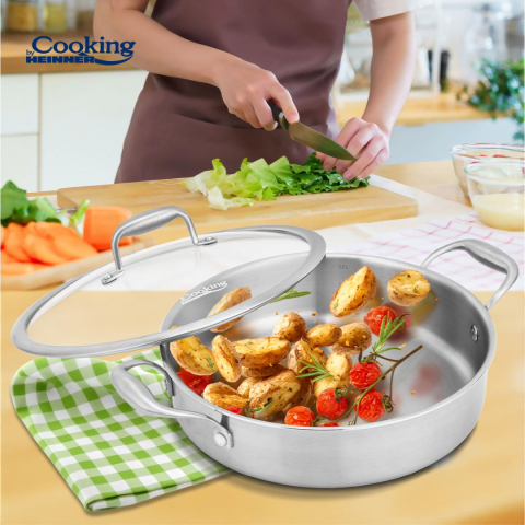 CRATITA INOX+CAPAC STICLA 26X7CM, 3.5L, ATOMIC3, COOKING BY HEINNER [5]