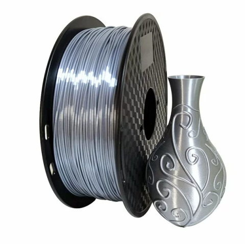 Accesorii imprimare 3D - CREALITY PLA 3D Printer Filament, silk silver, Printing temperature: 190-220, Filament diameter: 1.75mm, Tensile strength: 60MPa, Size of filament wheel: Diameter 200mm, height 66mm, hole diameter 56m