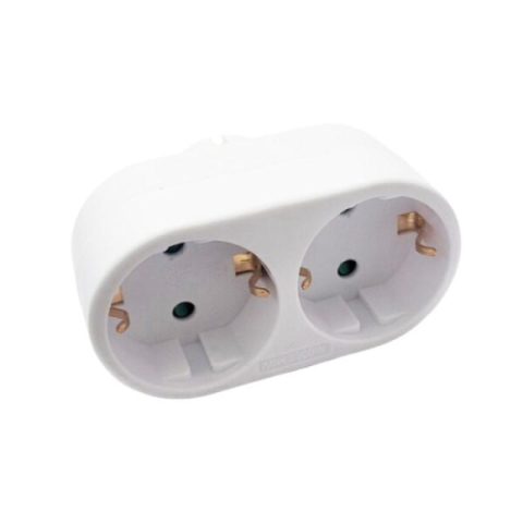 Iluminat & electrice - Dublu Stecher Spacer, Schuko, max 3500W, 16A, protectie copii, 2 prize Schuko, 1 stecher Schuko