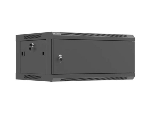 Cabinete metalice - Dulap rack de perete 19", 4U, 600x450 mm, pentru asamblare, usa metalica, RAL9004, IP20, negru