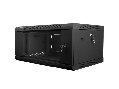 Cabinete metalice - Dulap rack de perete 19", 4U, 600x450 mm, usa din sticla, negru, V2