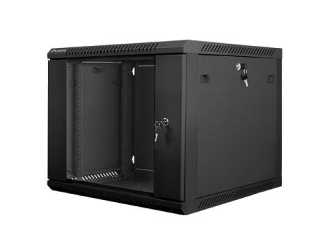 Cabinete metalice - Dulap rack de perete 19", 9U, 600x600 mm, usa din sticla, negru, V2