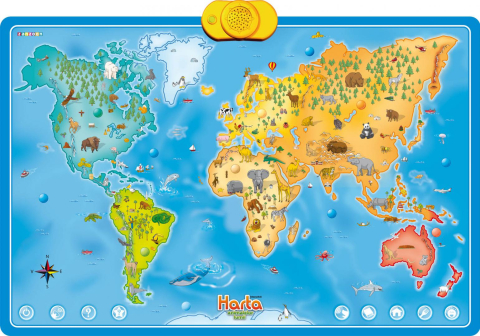 Jucarii interactive - HARTA INTERACTIVA CU ANIMALE, MOMKI
