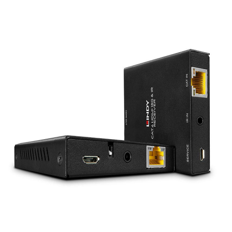 Extendere audio-video - HDMI Extender Lindy, 50m, Cat 6, HDMI 4K60, interfata HDMI 2.0, latime de banda 18Gbps, distanta maxima 50m - Cat.6/7, 30m - Cat.5e, negru