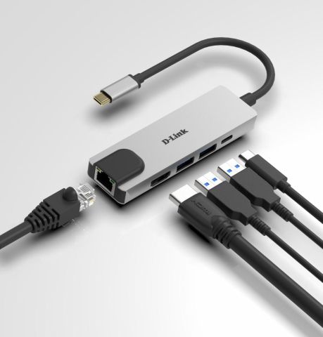 Hub-uri USB - Hub USB D-LINK DUB-M520, USB-C, 5 porturi, HDMI, RJ-45, Gri
