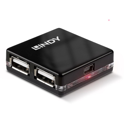 Hub USB LINDY 4 Port USB 2.0 Mini Hub USB-A, 4 porturi, Negru [3]