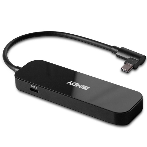 Hub-uri USB - Hub USB LINDY 4 Port USB 3.2 Gen 2 Hub, USB-C, 4 porturi, Negru