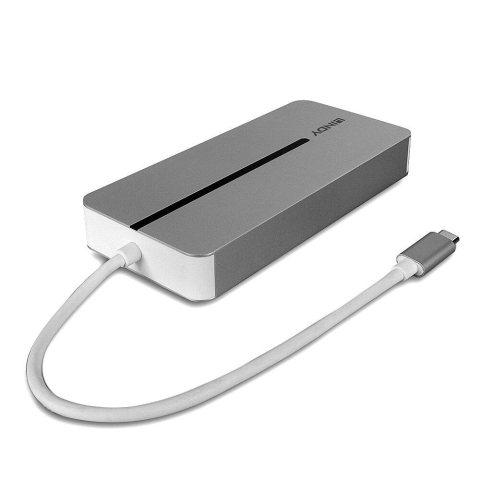 Hub USB LINDY DST-Mx Duo, USB-C, 10 porturi, HDMI, RJ-45, Argintiu [1]