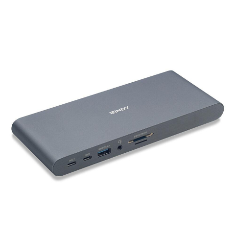 Hub-uri USB - Hub USB Lindy DST-Pro 5K XT, USB-C, 14 porturi, HDMI, RJ-45, Argintiu