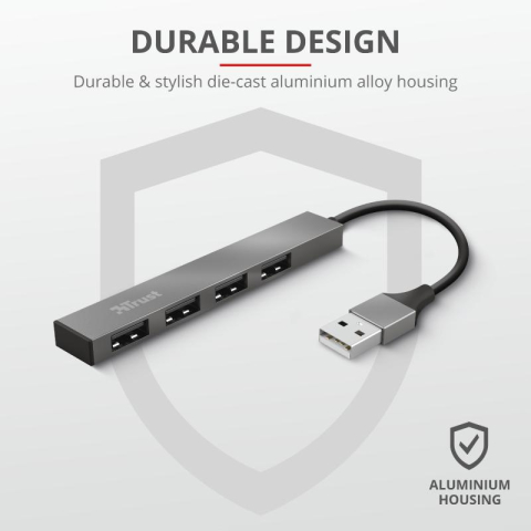 Hub USB Trust Halyx USB-A, 4 porturi, Argintiu [3]