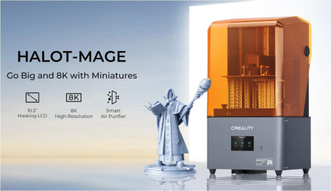 Imprimante 3D - Imprimanta 3D Creality Halot-MAGE cu rasina, Tehnologie SLA, Stereolitografie, sursa 100W, dimensiuni printare: 228*128*230mm, Dimensiuni imprimanta: 333*270*608mm, Viteza:1-5s/strat, Inaltime strat:0
