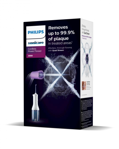 Irigator bucal PHILIPS Sonicare Cordless Power Flosser 3000 HX3826/31, Tehnologie QuadStream, Portabil, 2 moduri de curatare, 3 niveluri de intensitate , 2 x capete de curatare si 1 x husa trasport, A [1]