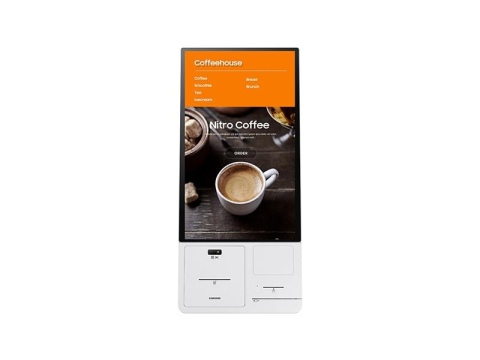 Monitoare Touch - Kiosk interactiv Samsung KM24A, include imprimanta si cititor de cod QR/barcode (display + connection box); nu include POS; se poate instala pe stand optional