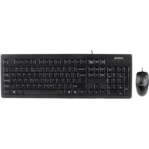 Kit mouse tastatura - Kit wired tastatura si mouse A4TECH KRS-8372, taste numerice, negru, US English