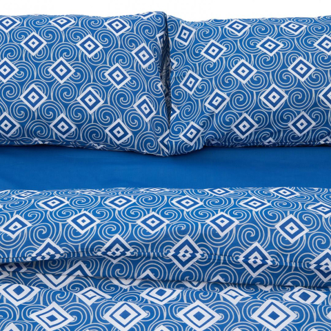 Lenjerie dubla 100% bumbac 4 piese, Blu [2]