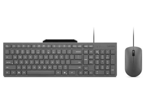 Kit mouse tastatura - Kit wired tastatura si mouse Lenovo 310 USB-A Wired Combo, taste numerice, gri, US English