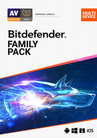 Licenta retail Bitdefender Family Pack - protectie anti-malwarecompleta pentru toata familia, disponibila pentru Windows, macOS, iOS si Android, valabila pentru 1 an, 15 dispozitive, new. [1]