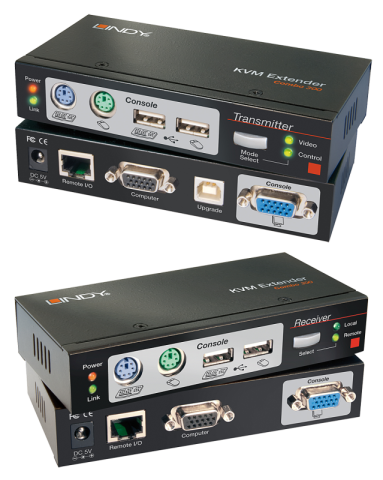 Extendere audio-video - Lindy 300m Cat.6 VGA, USB & PS/2 KVM Extender, Maximum Resolution: 1920x1200@60Hz, Supported Bandwidth: 350MHz, Transmitter KVM Interfaces: Console ports: VGA (Female), 2 x USB Type A (Female), 2 x PS