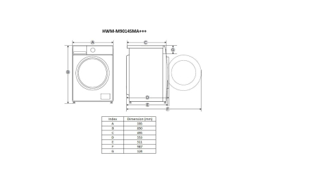 Masina de spalat rufe HEINNER HWM-M9014SMA+++, 9 Kg, 1400 rpm, Clasa: A, Alb [4]