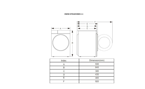 Masina de spalat rufe HEINNER HWM-H7014IVSMC+++, 7 Kg, 1400 rpm, Clasa: C, Alb [3]