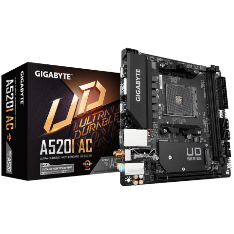 Componente PC - Placa de baza Gigabyte A520I AC, Socket AM4, DDR4, Micro-ATX