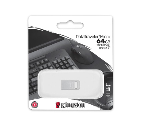 Memorie USB Kingston DataTraveler Micro 64 GB, USB 3.2, Argintiu [2]