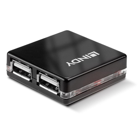 Hub-uri USB - Hub USB LINDY 4 Port USB 2.0 Mini Hub USB-A, 4 porturi, Negru