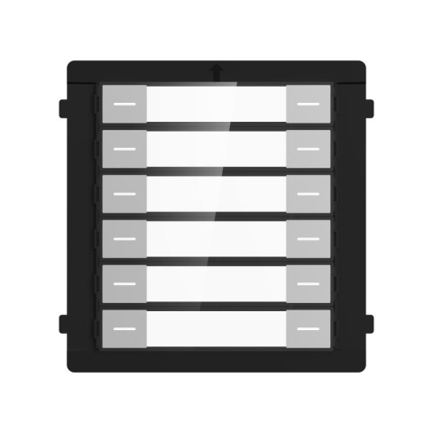 Video - Modul de extensie videinterfon cu 12 butoane de apelare Hikvision DS-KD- K12; montaj aplicat sau ingropat (acesoriile de montaj nu sunt incluse), customizare afisare nume; iluminare pe timp de noapte;