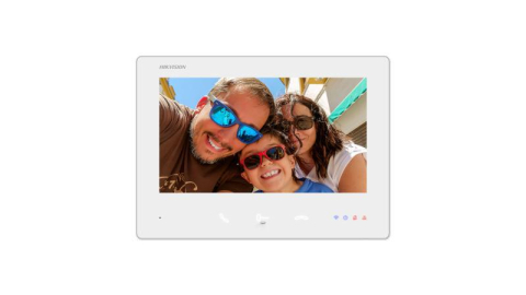 Video - Monitor videointerfon color Hikvision DS-KH7300EY-WTE2/White, 7-inch, rezolutie: 1024 × 600, Colorful TFT, 3 butoane, alarm 1, Wi-Fi 2.4 GHz, IEEE802.11b, IEEE802.11g, IEEE802.11n alimentare: IEEE802.