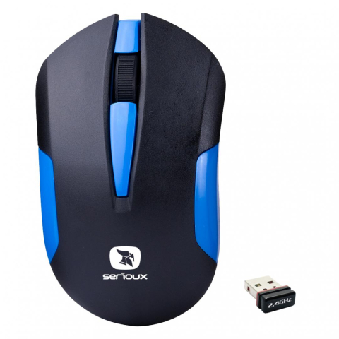 Mouse - Mouse Serioux wireless, Drago 300, 1000dpi, albastru, baterie AAinclusa, receptor nano, blister, USB