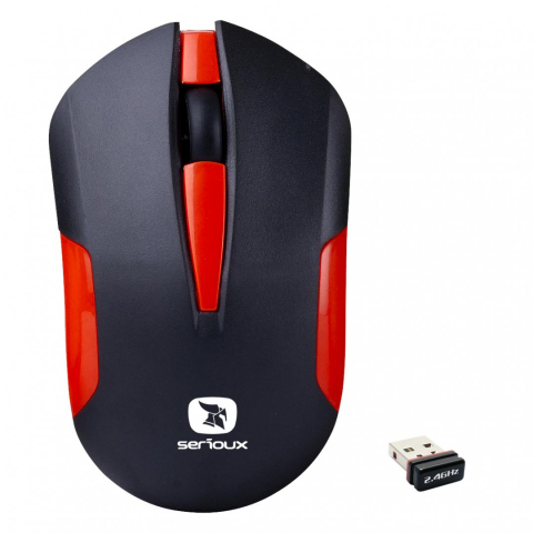 Mouse - Mouse Serioux wireless, Drago 300, 1000dpi, rosu, baterie AA inclusa ,receptor nano, blister, USB