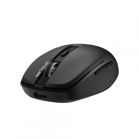 Mouse wireless AirFlow 2.4G+BT cu mod dual, cu receptor dual USB-A +USB-C; Reincarcabil USB-C, LED frontal Mod: 2.4G + Bluetooth Număr cheie: 6 Material: ABS Culoare: Negru complet DPI: 800-1200-1600  [3]