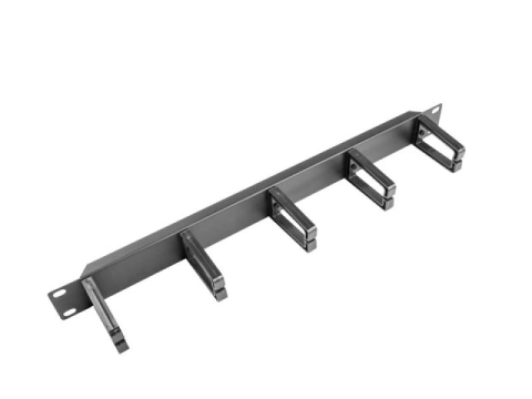 Cabinete metalice - Panou management cabluri cu 5 suporturi din plastic, 1U, tip B, negru