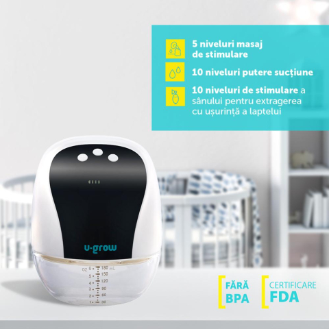 Pompa de san electrica si portabila,10 niveluri de extragere, 5 niveluri de masaj, display LED, functie de memorie, capacitate 180ml, U-Grow [7]
