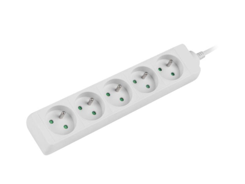 Iluminat & electrice - Prelungitor 1.5m, 5 prize , cablu din cupru de calitate superioara, alb