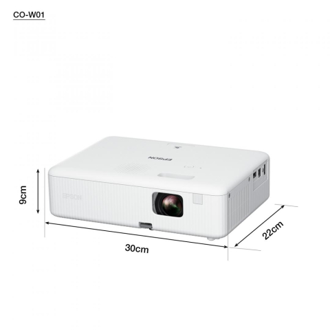 Videoproiectoare - Proiector Epson CO-W01, 3LCD, 3.000 lumeni/ 2.000 Ecomode, WXGA, HD ready, 16:10, lampa 6.000 ore/ 12.000 ore Economy mode, corectie ± 30, zoom 1- 1.35, dimensiune maxima imagine 378", distanta maxima