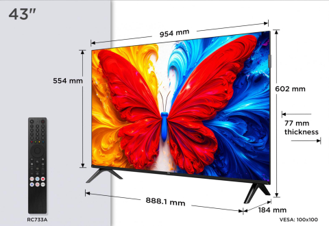 Televizor TCL QLED 43S5L, 108 cm, Smart Android TV, Full HD, Clasa F (Model 2026) [2]