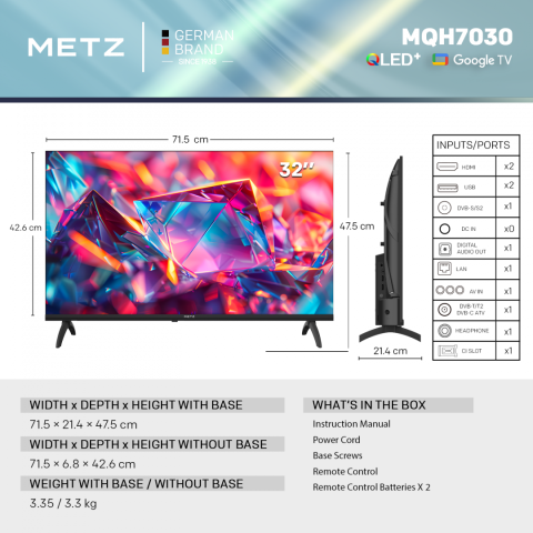Televizor METZ QLED 32MQH7030Z, 80 cm, Smart Google TV, HD [3]