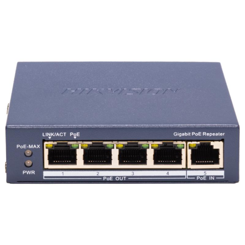 Retelistica - Repetor Hikvision DS-3E0505P-E/R, 5 porturi, PoE