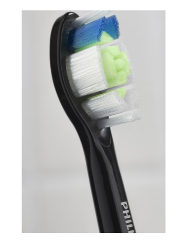Rezerve PHILIPS Sonicare Optimal White HX6062/88, Pachet de 2 capete de periere, Standard, Click-on, Sincronizarea modurilor BrushSync, Negru, L x A x I (mm) 60x25.7x230.5 [2]