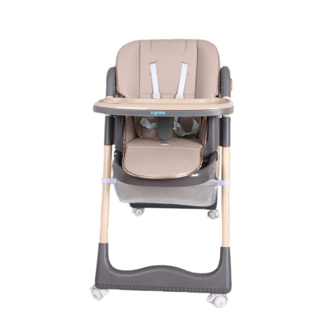 Scaune de masa bebe - Scaun de masa cu inaltime reglabila, spatar ajustabil in 4 pozitii, pliabil, brown, U-Grow