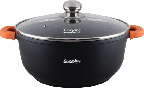 Oale si cratite - SEMIOALA ALUMINIU TURNAT+CAPAC, 40x17.5 cm, 18.5 L, DARK LINE, COOKING BY HEINNER